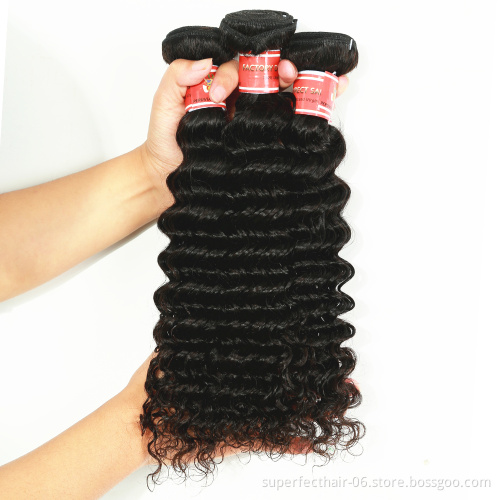 100% Pure Unprocessed Brazilian Remy Virgin Human Hair  Deep Wave Bundles Deals With Frontal Silk Base Lace Top Closure